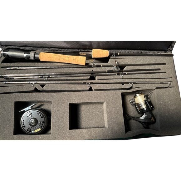 White River  7' 6" rod, case & 2 reels 9 Piece combo Set - Picture 1 of 10